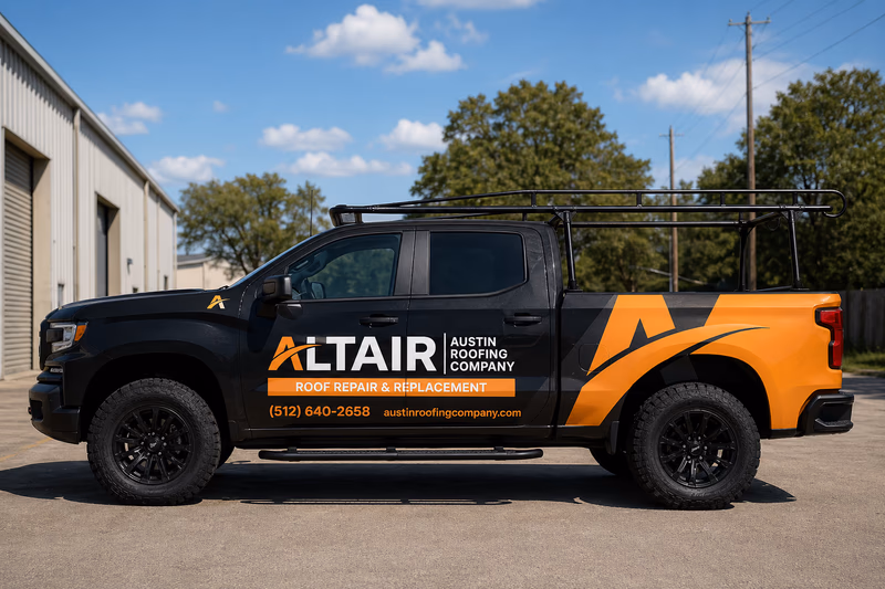 Altair Austin Roofing Company work vehicle