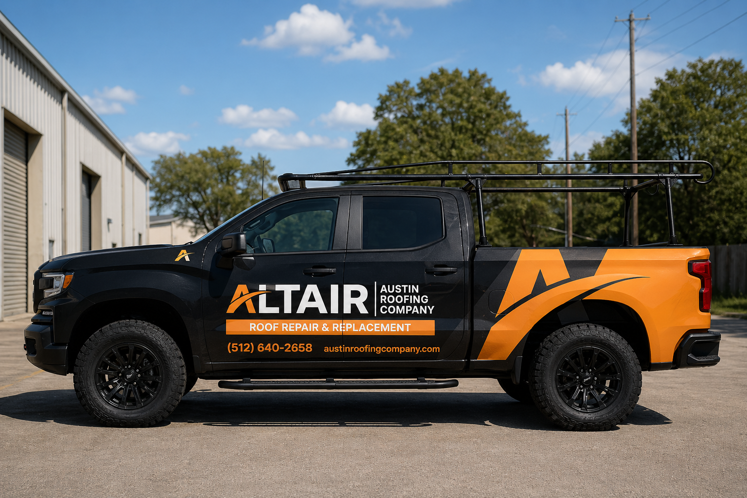 Altair Austin Roofing Company work vehicle